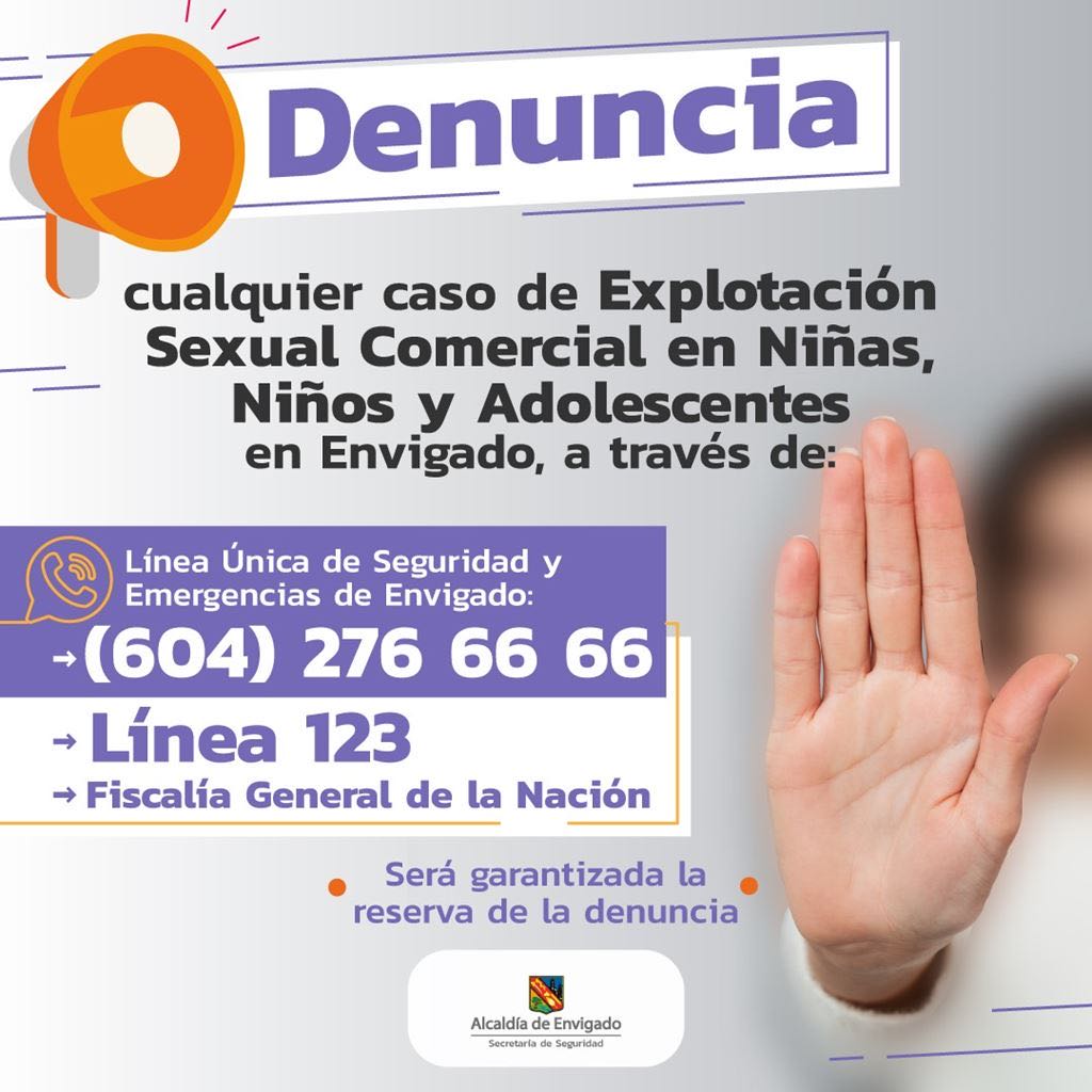 Envigado se Levanta contra la Explotación Sexual de Niños y Adolescentes ¡Denuncia y Protege!